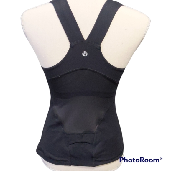 Lululemon Deep V Black Athletic Yoga Tank Size 4 - Picture 1 of 5